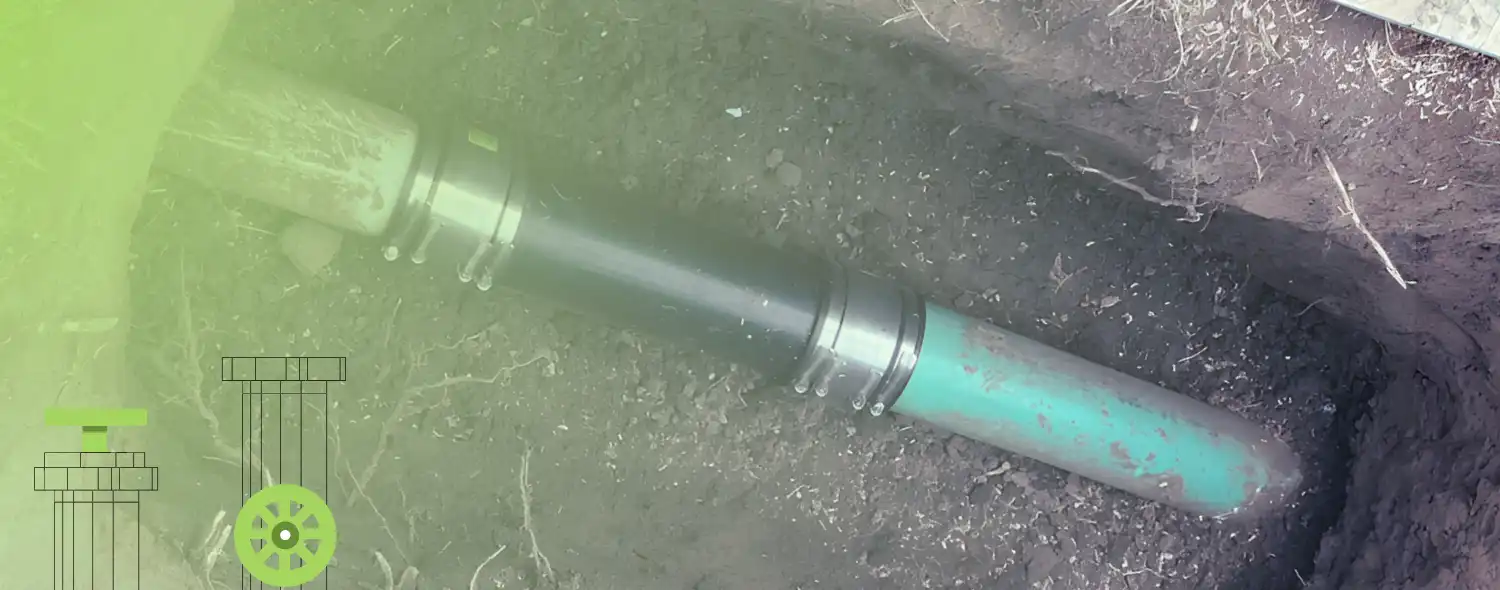 Damaged water pipe with visible connection repair underground